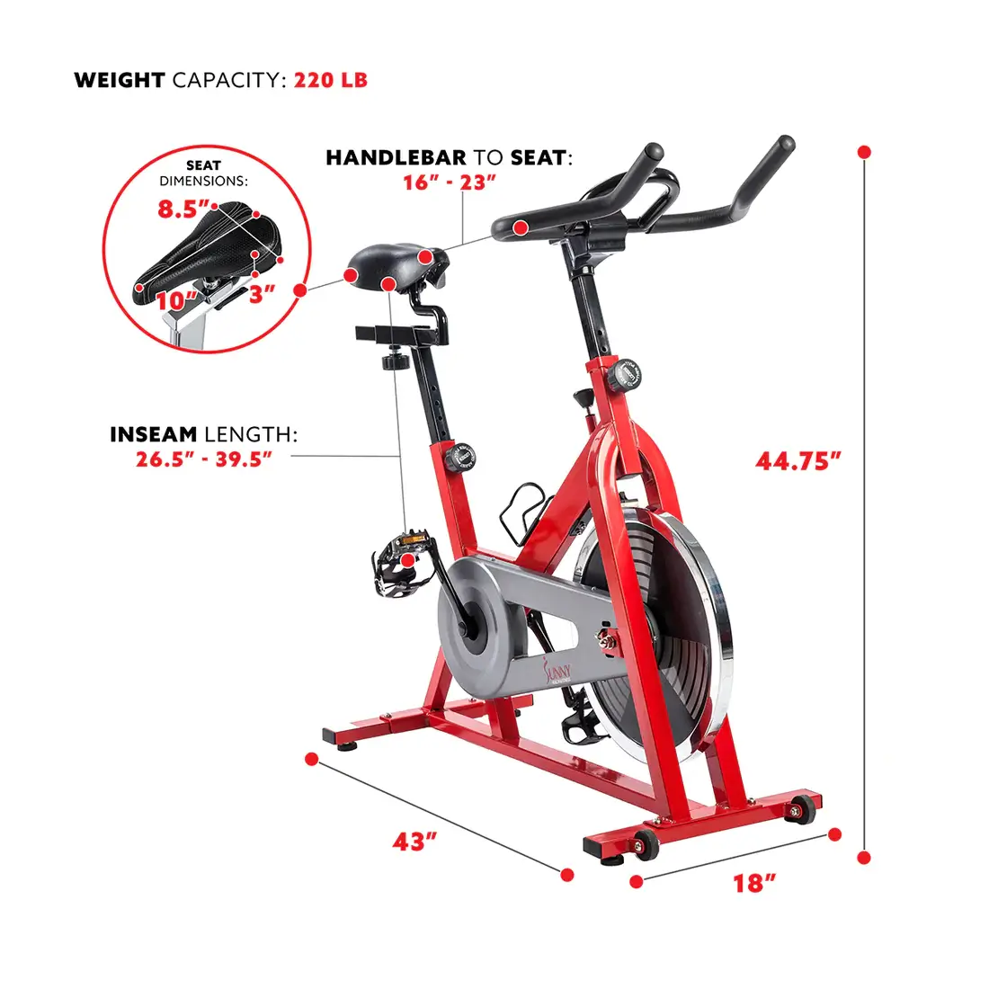 GP Pro Sun Red Chain Drive Indoor Cycling Exercise Bike Trainer