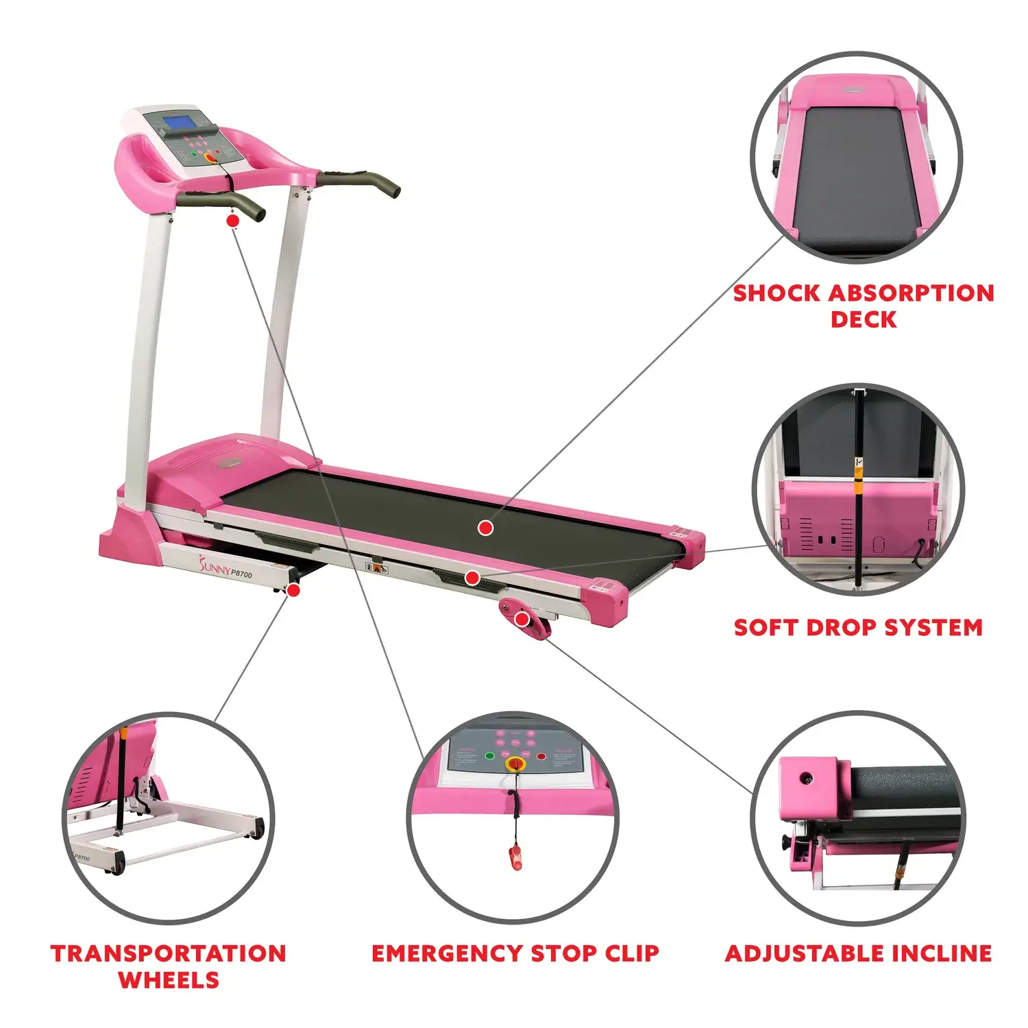 Sunny health and fitness p8700 pink treadmill sale